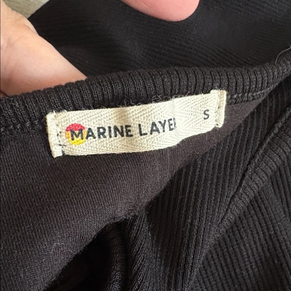 Marine Layer Lexi Ribbed Daytime Midi Dress Black Small - Picture 7 of 9